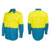 Yellow Aqua Hi Vis LS Workshirts Alt